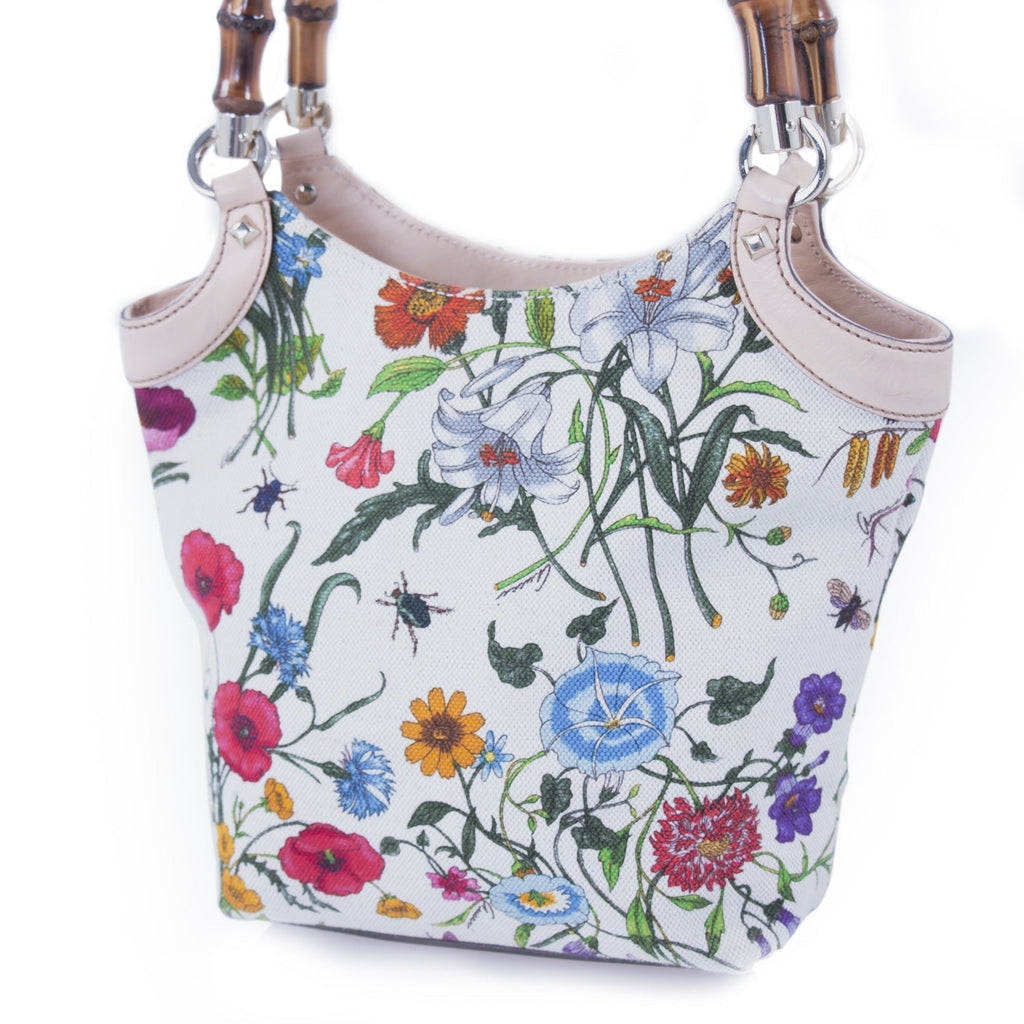 Gucci Floral Bamboo Bucket Bag