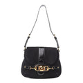 GUCCI Suede Wave Flap Bag Black