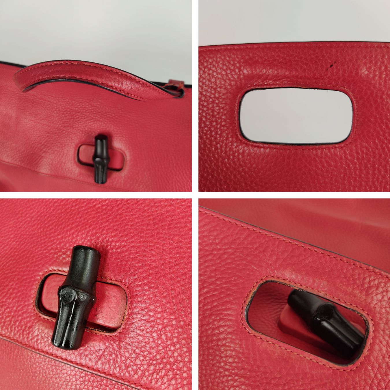 Gucci Gucci Bamboo Daily top handle bag in red leather - '10s