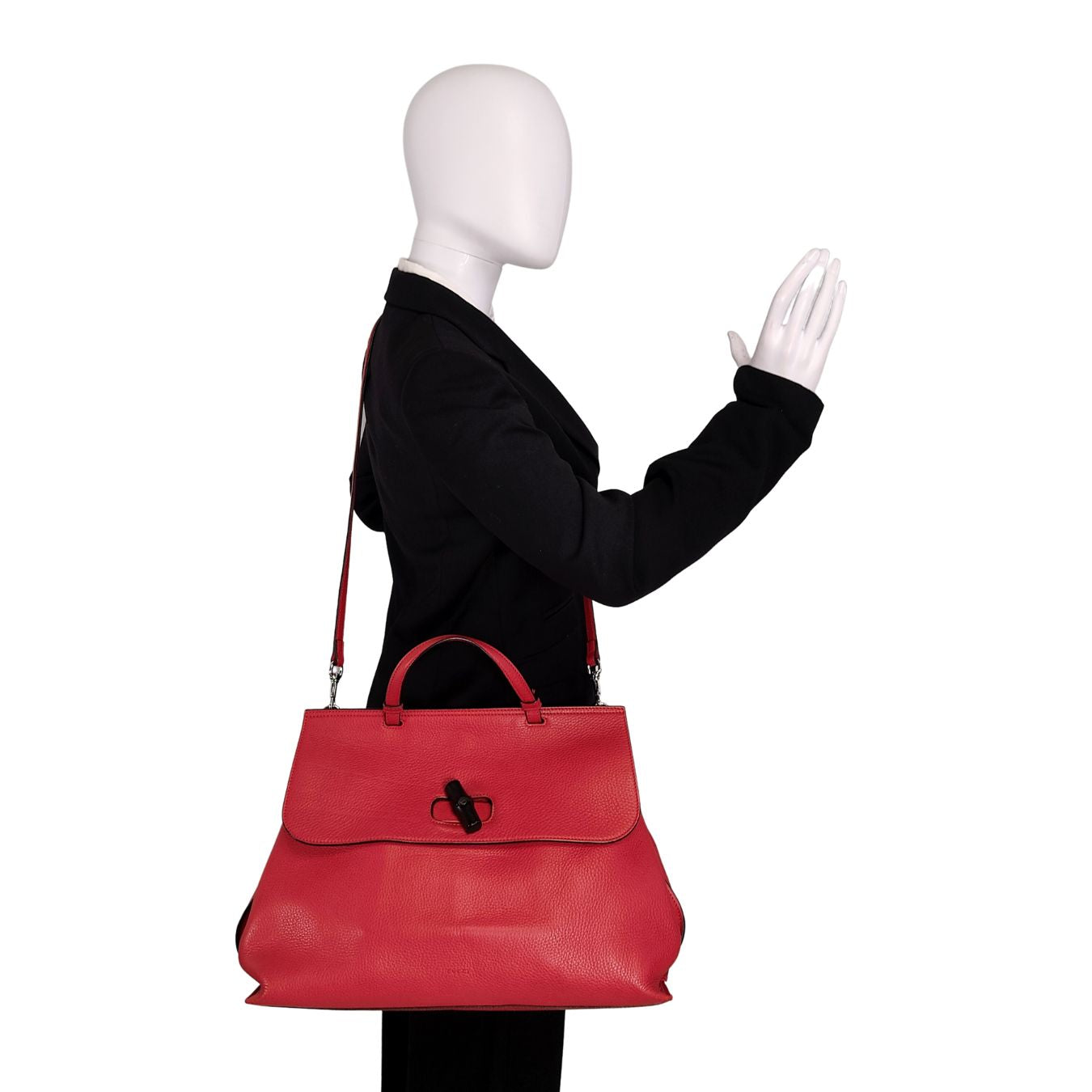 Gucci Gucci Bamboo Daily top handle bag in red leather - '10s