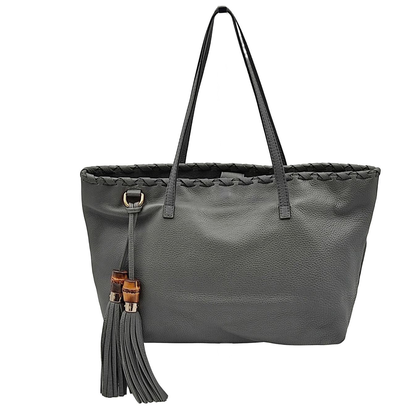 Gucci Gucci Shopper Tote Bamboo bag in gray leather - '10s