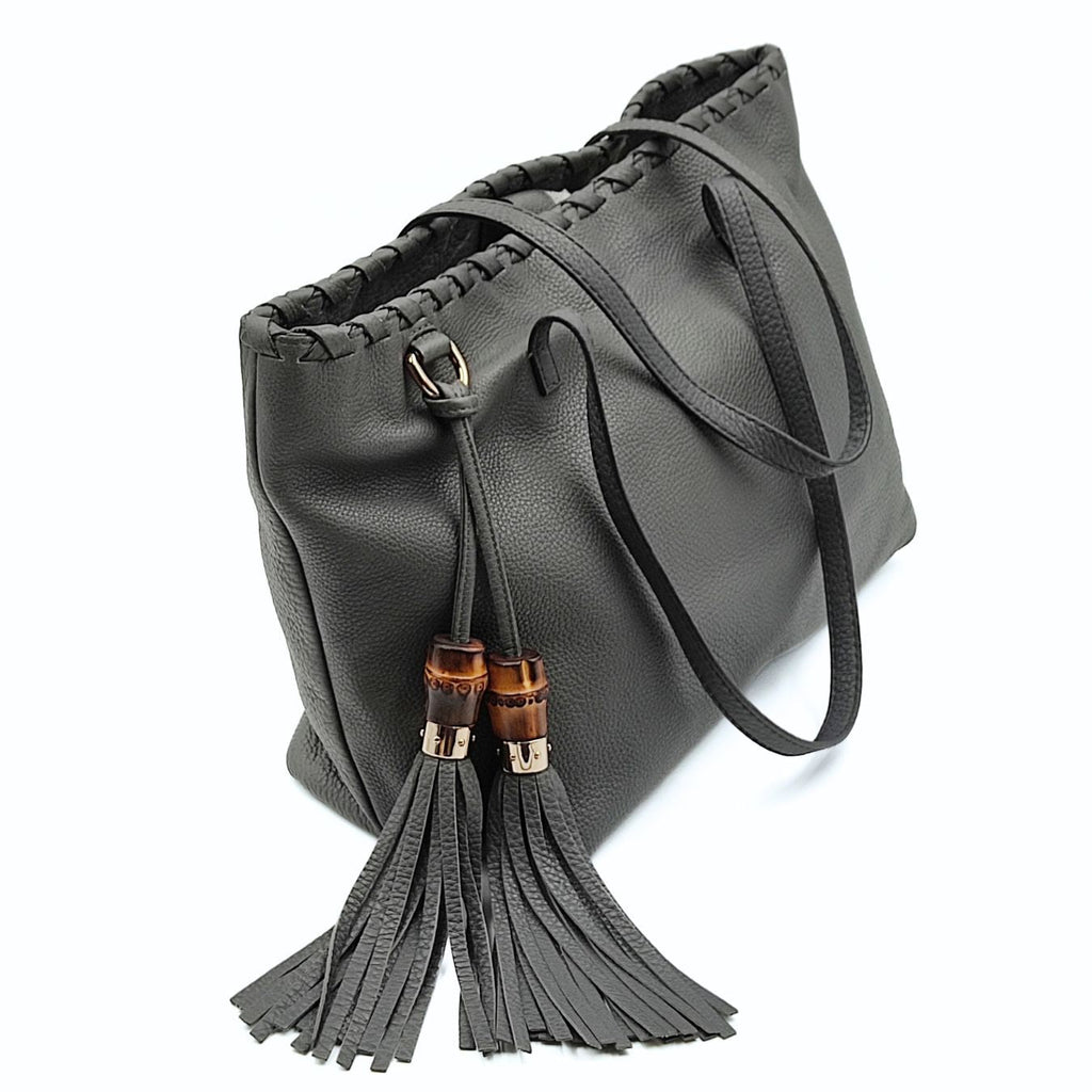 Gucci Gucci Shopper Tote Bamboo bag in gray leather - '10s