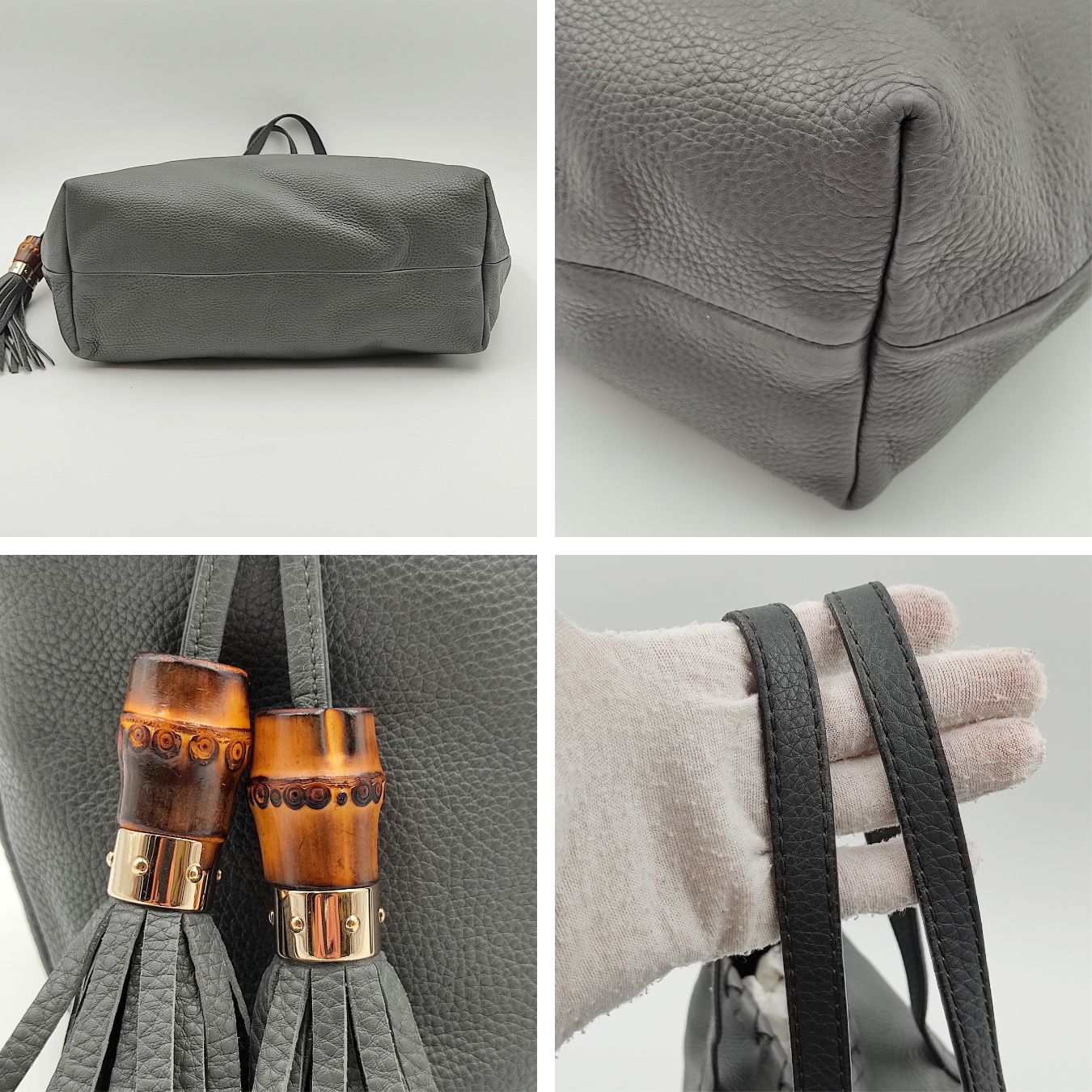 Gucci Gucci Shopper Tote Bamboo bag in gray leather - '10s