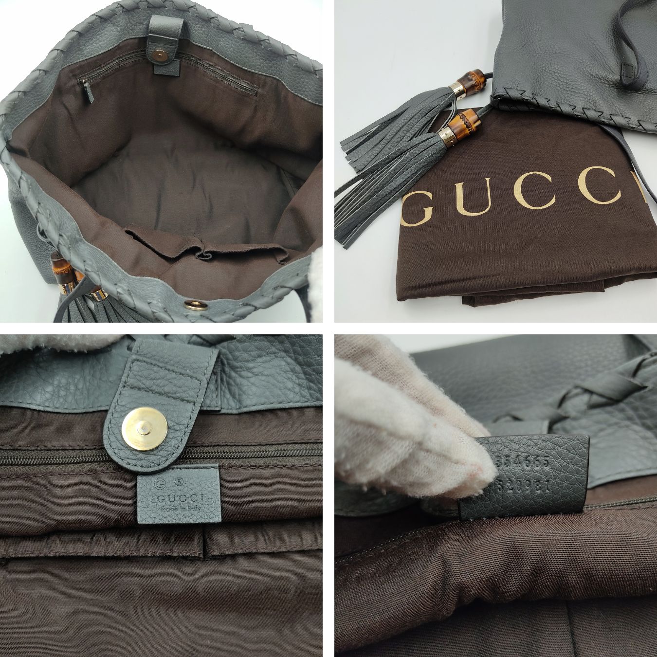 Gucci Gucci Shopper Tote Bamboo bag in gray leather - '10s