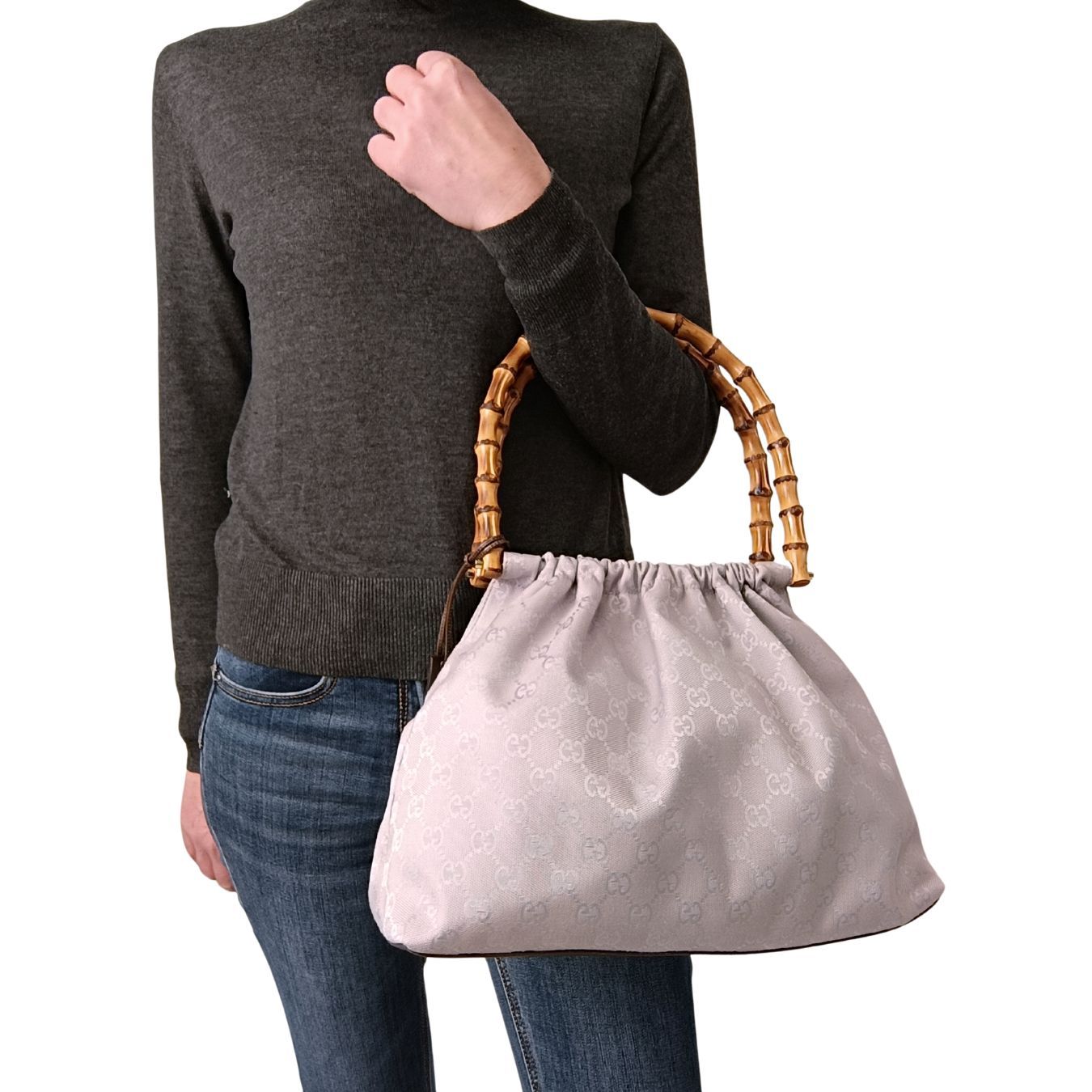 Gucci Gucci Bamboo GG handbag in lilac canvas - '10s