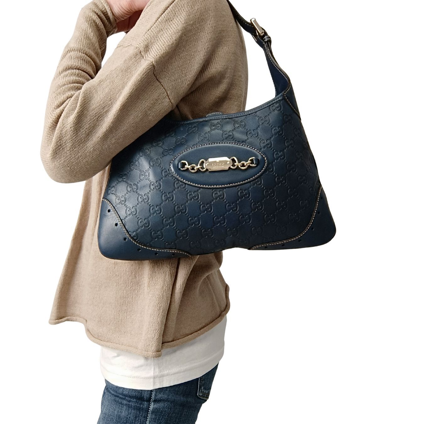 Gucci Gucci Guccissima shoulder bag in light blue leather - '10s