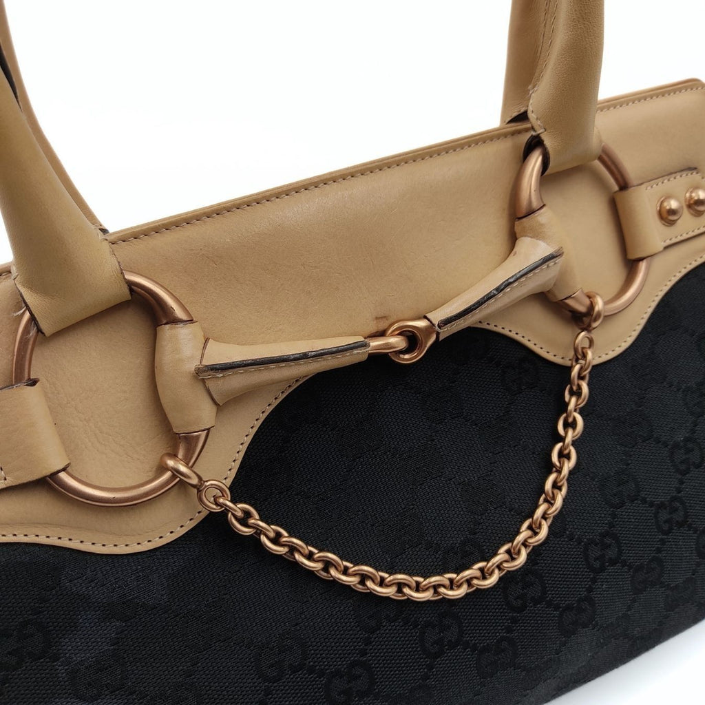 Gucci Gucci Horsebit Chain shoulder bag in canvas and leather - '10s