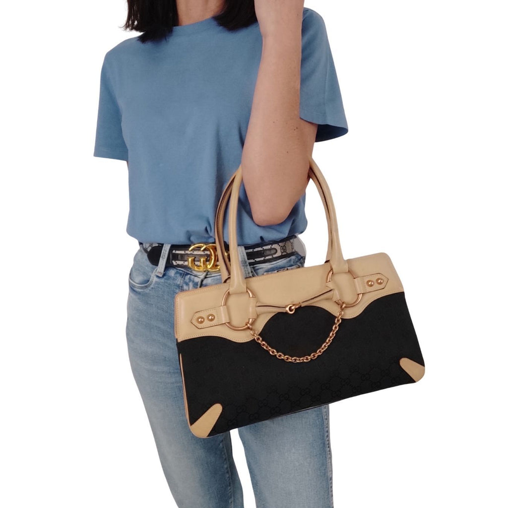 Gucci Gucci Horsebit Chain shoulder bag in canvas and leather - '10s