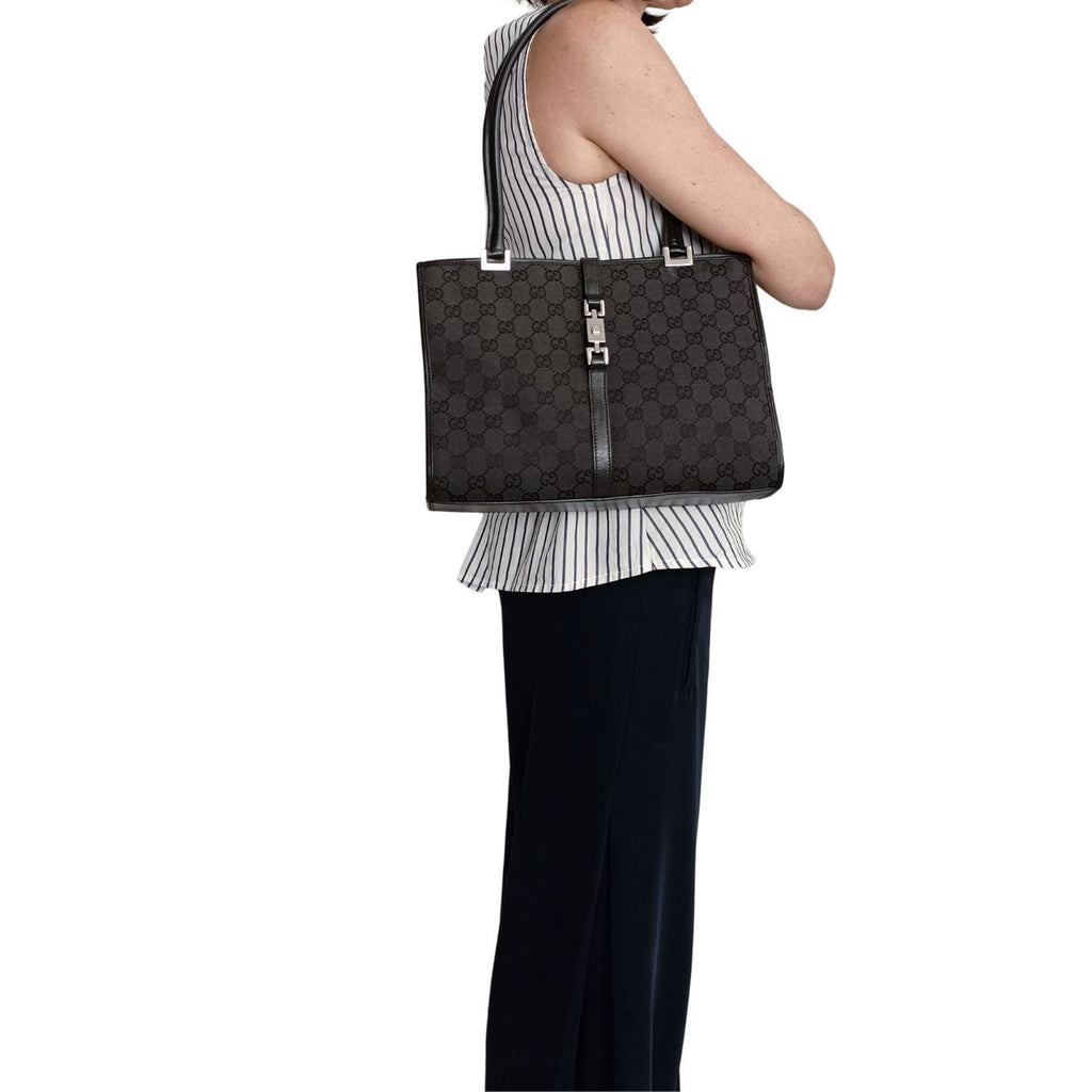 Gucci Gucci vintage Jackie shoulder bag in black canvas and leather - '10s