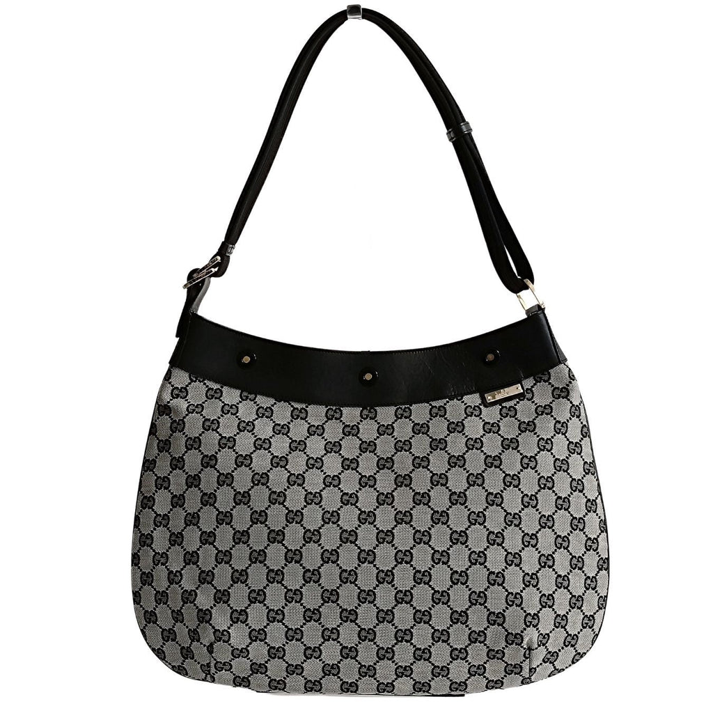 Gucci Gucci grey/black GG canvas shopper shoulder bag - '10s