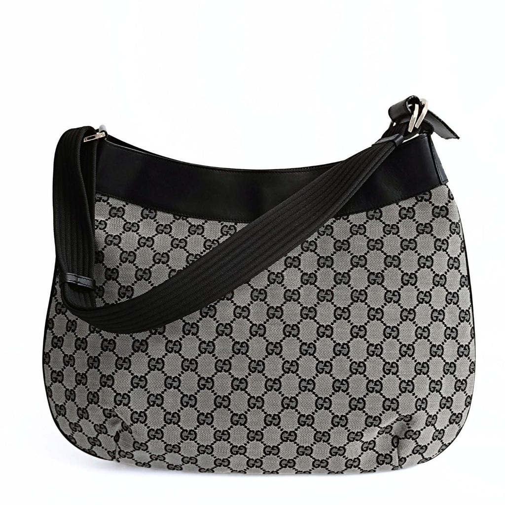 Gucci Gucci grey/black GG canvas shopper shoulder bag - '10s