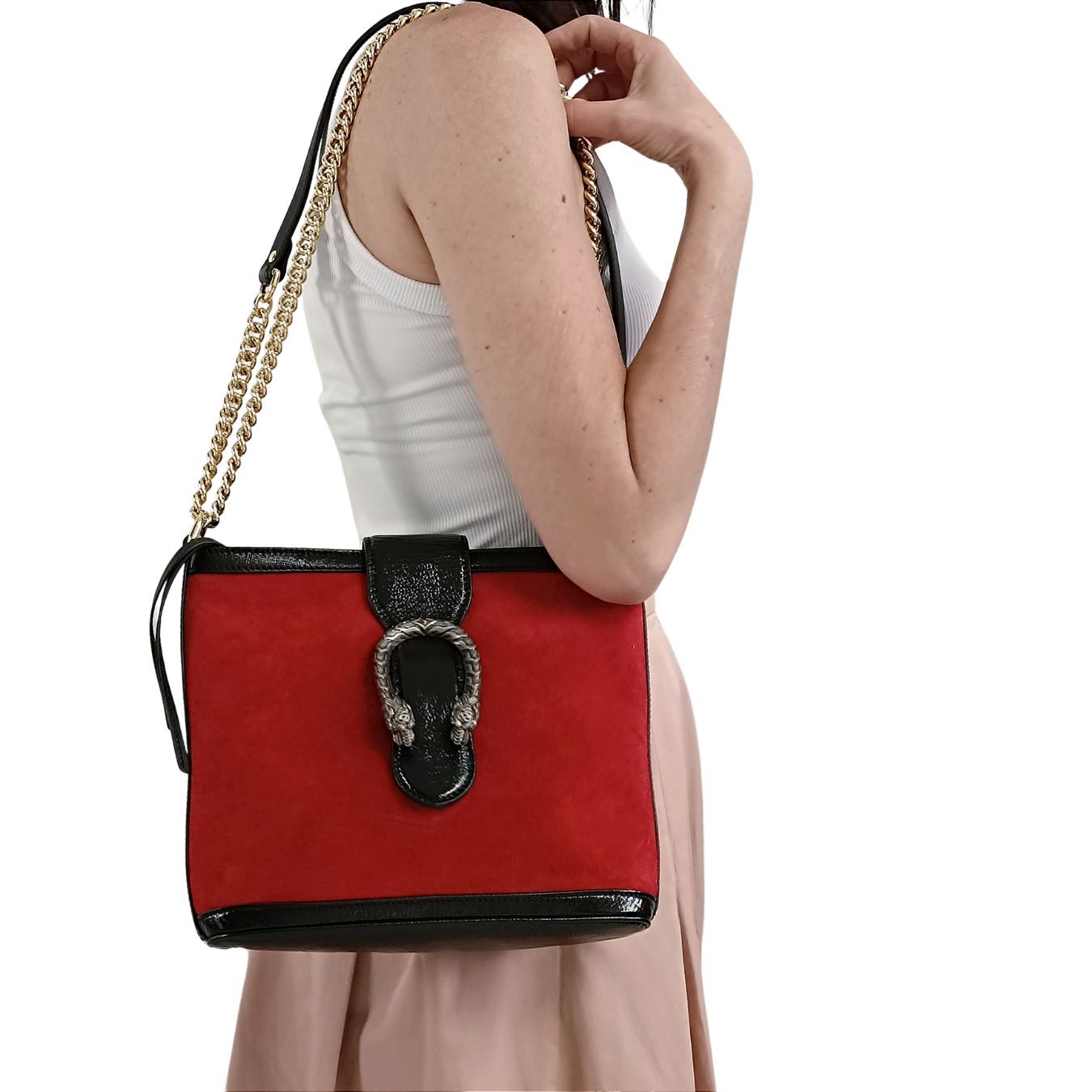 Gucci Gucci Dionysus Bucket shoulder bag in suede and patent leather - '10s