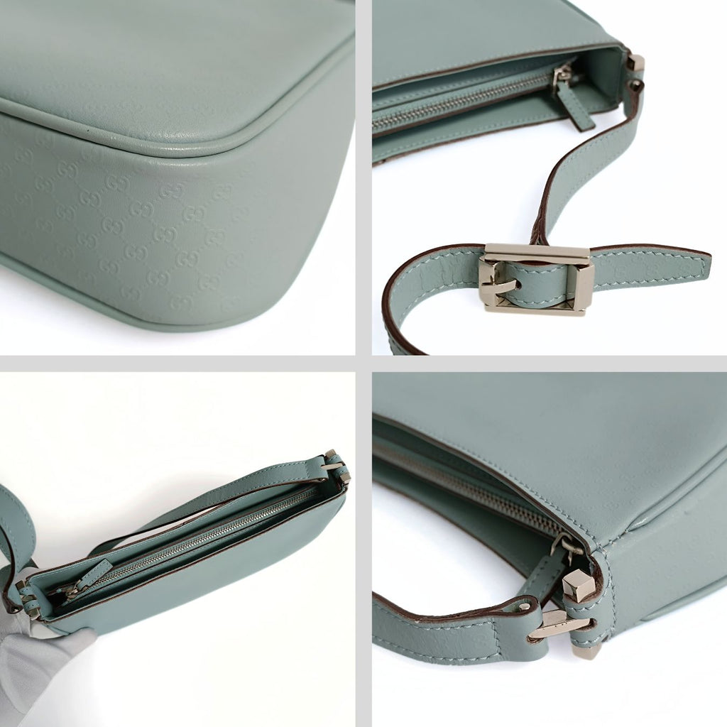 Gucci Gucci baguette shoulder bag in powder blue GG leather - '10s