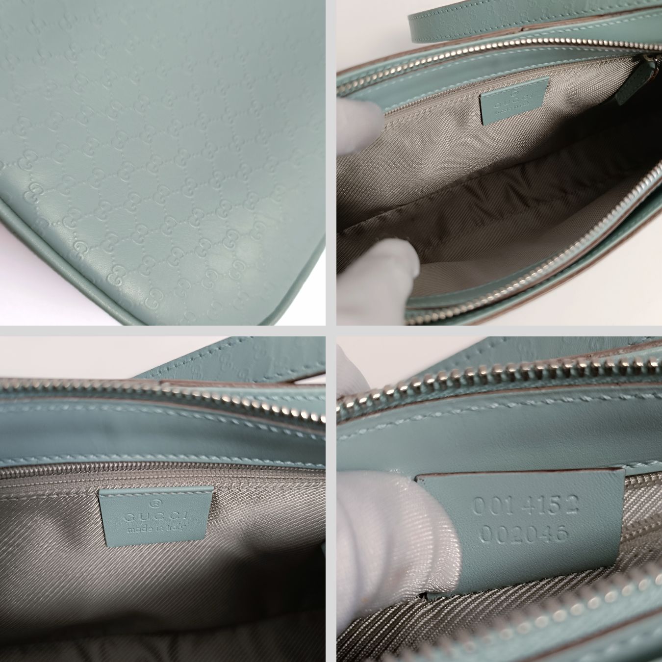 Gucci Gucci baguette shoulder bag in powder blue GG leather - '10s