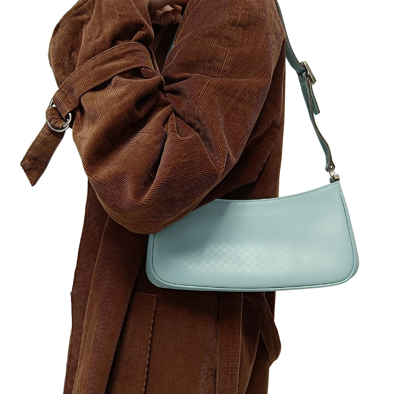 Gucci Gucci baguette shoulder bag in powder blue GG leather - '10s