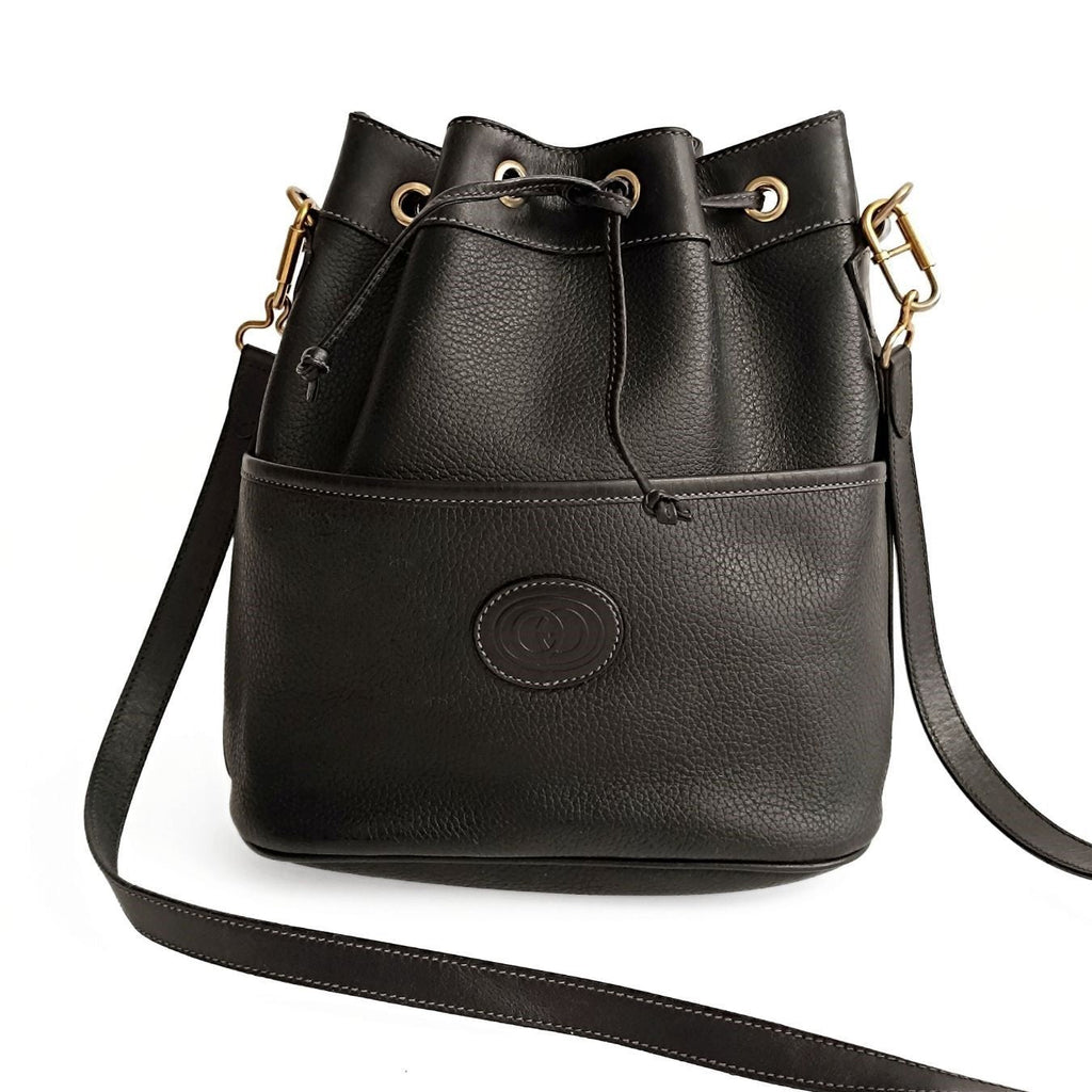 Gucci Gucci vintage black leather bucket bag - '10s