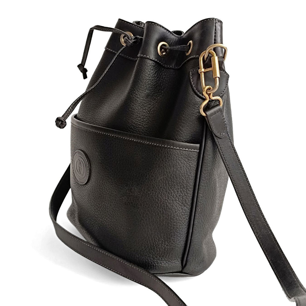 Gucci Gucci vintage black leather bucket bag - '10s