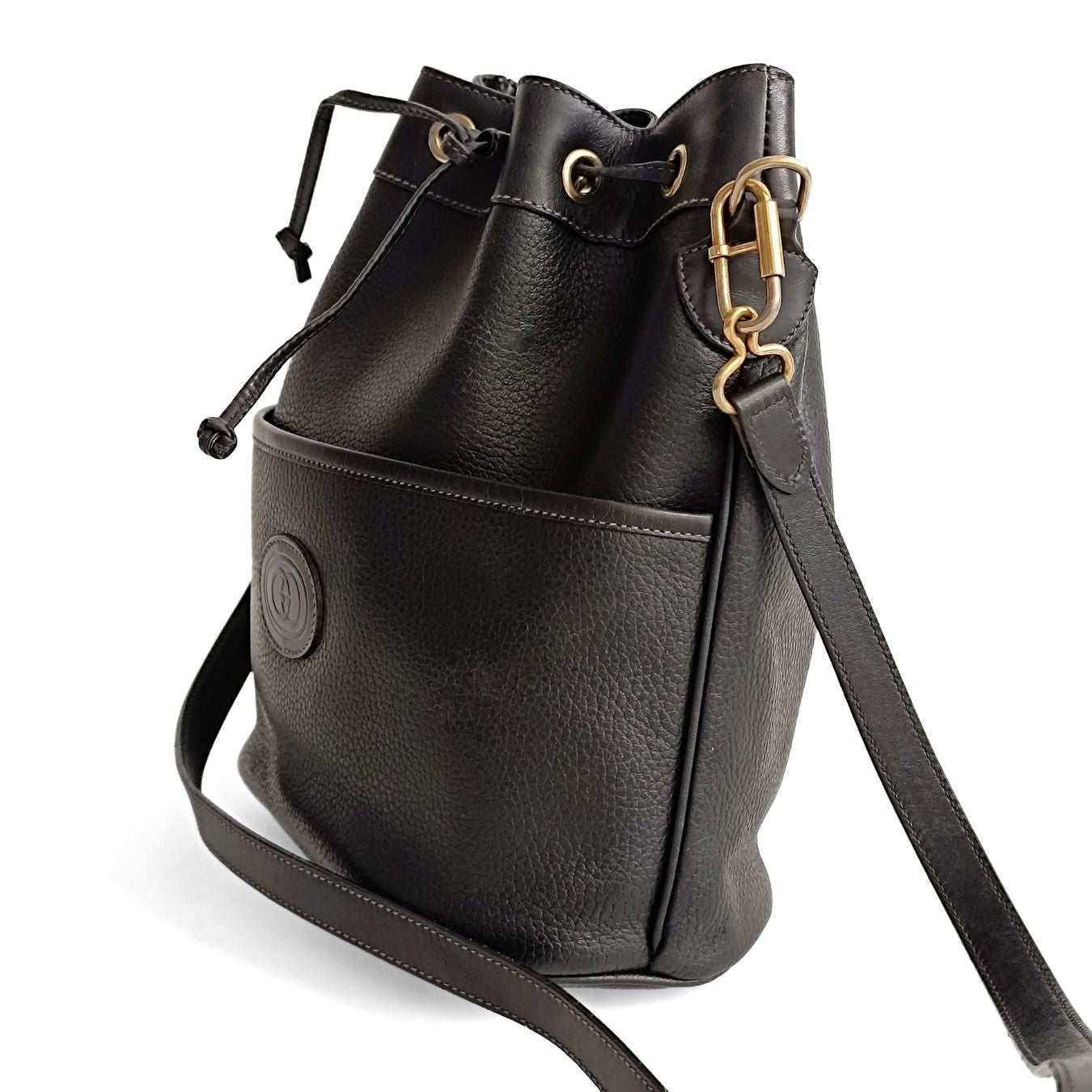 Gucci Gucci vintage black leather bucket bag - '10s