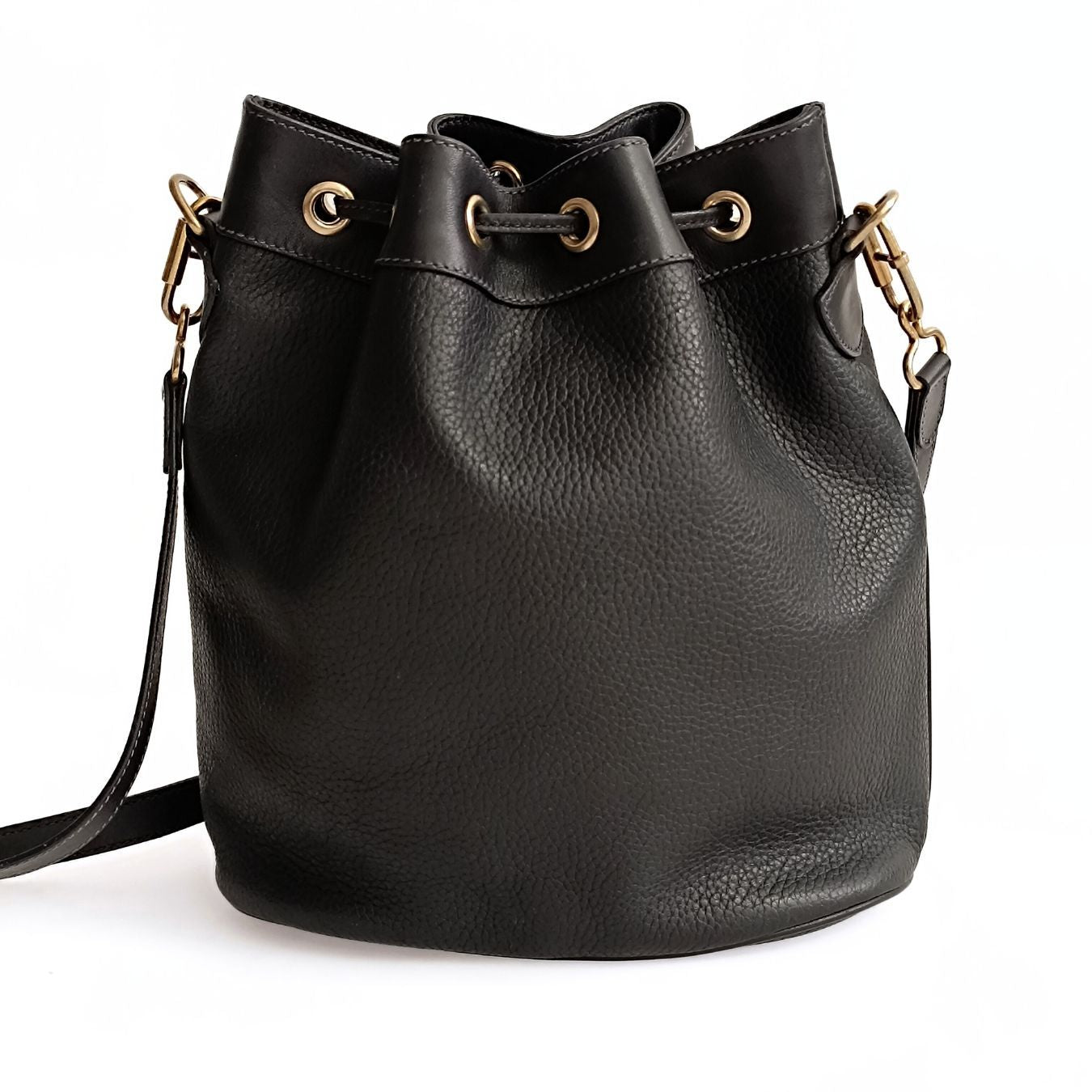 Gucci Gucci vintage black leather bucket bag - '10s