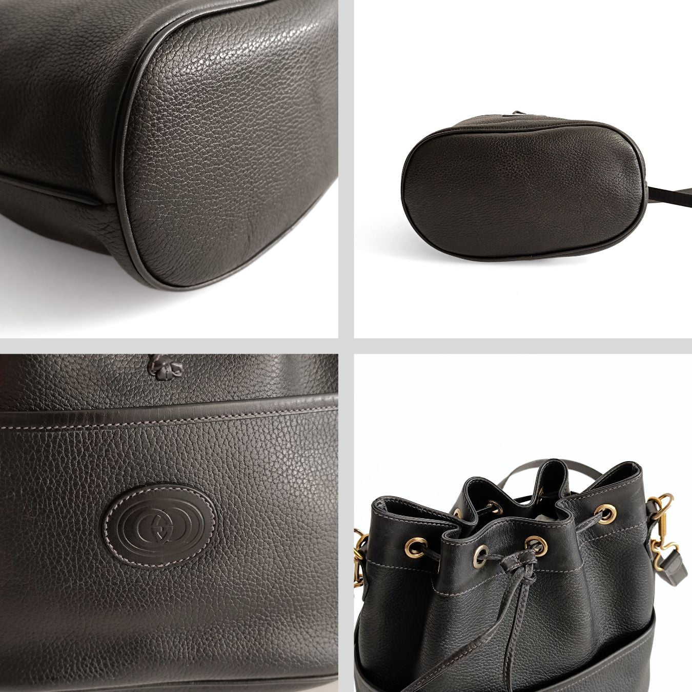 Gucci Gucci vintage black leather bucket bag - '10s