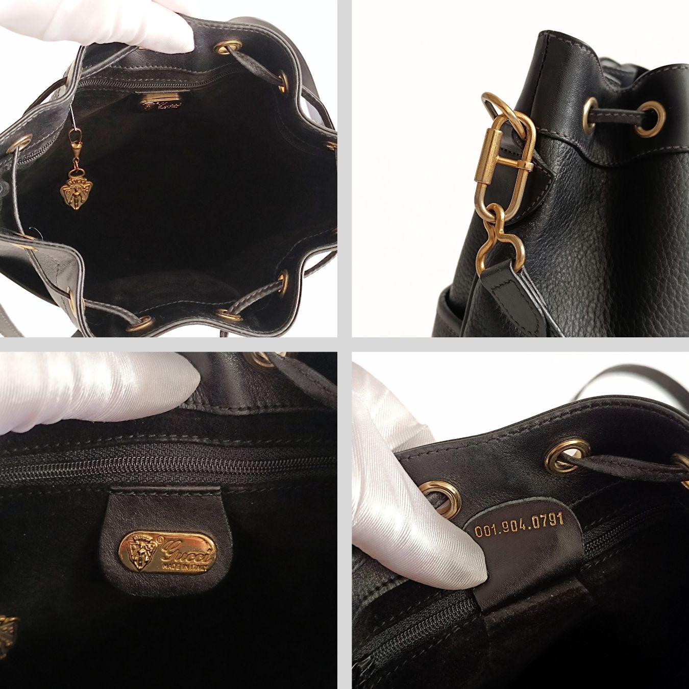 Gucci Gucci vintage black leather bucket bag - '10s