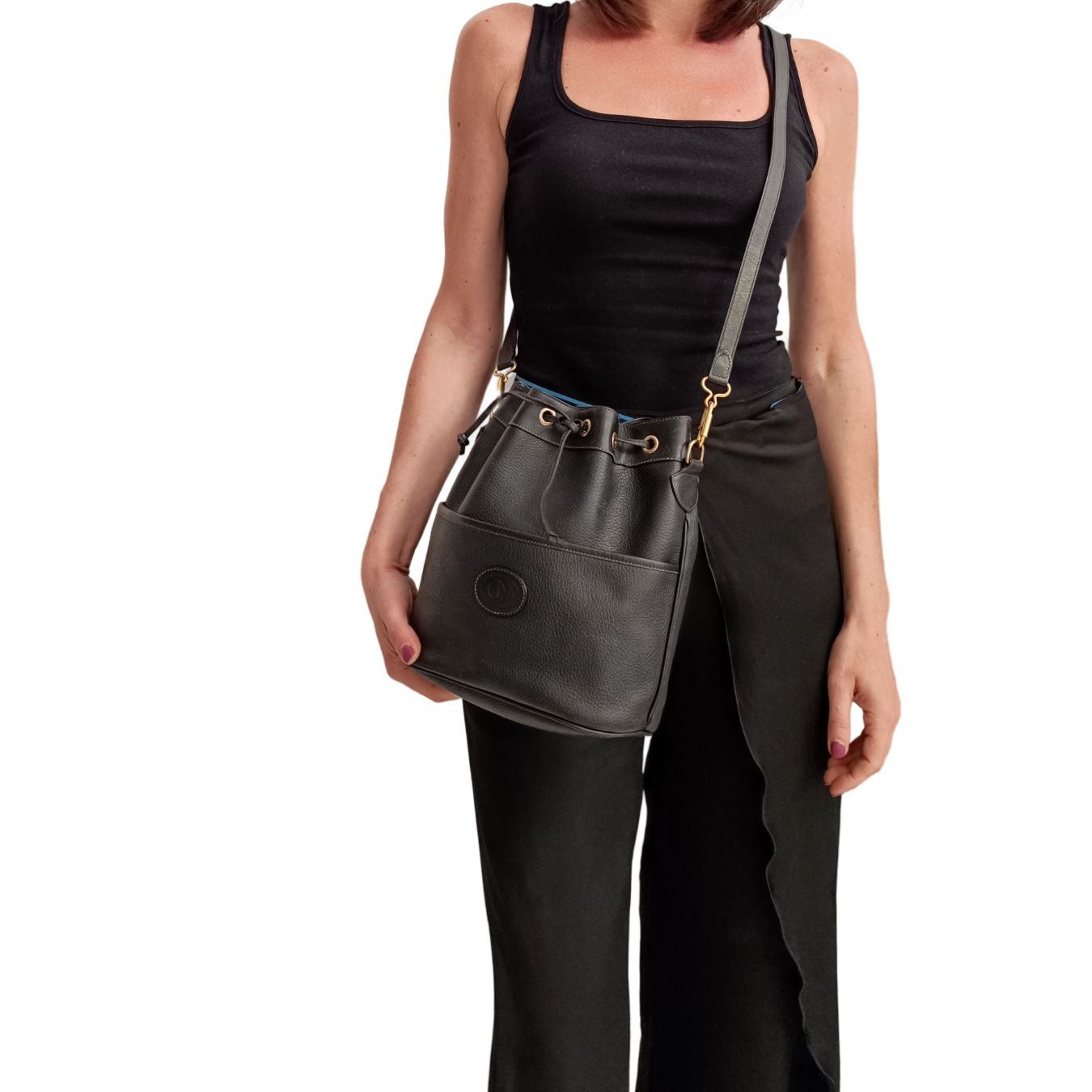 Gucci Gucci vintage black leather bucket bag - '10s