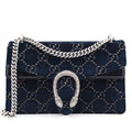 Gucci Dark Blue Velvet GG Monogram Small Dionysus Shoulder Bag