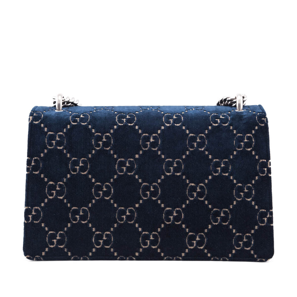 Gucci Dark Blue Velvet GG Monogram Small Dionysus Shoulder Bag