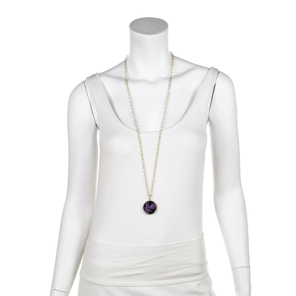 Gucci 18K Gold Sugilite Flora St.Tropez Pendant Necklace