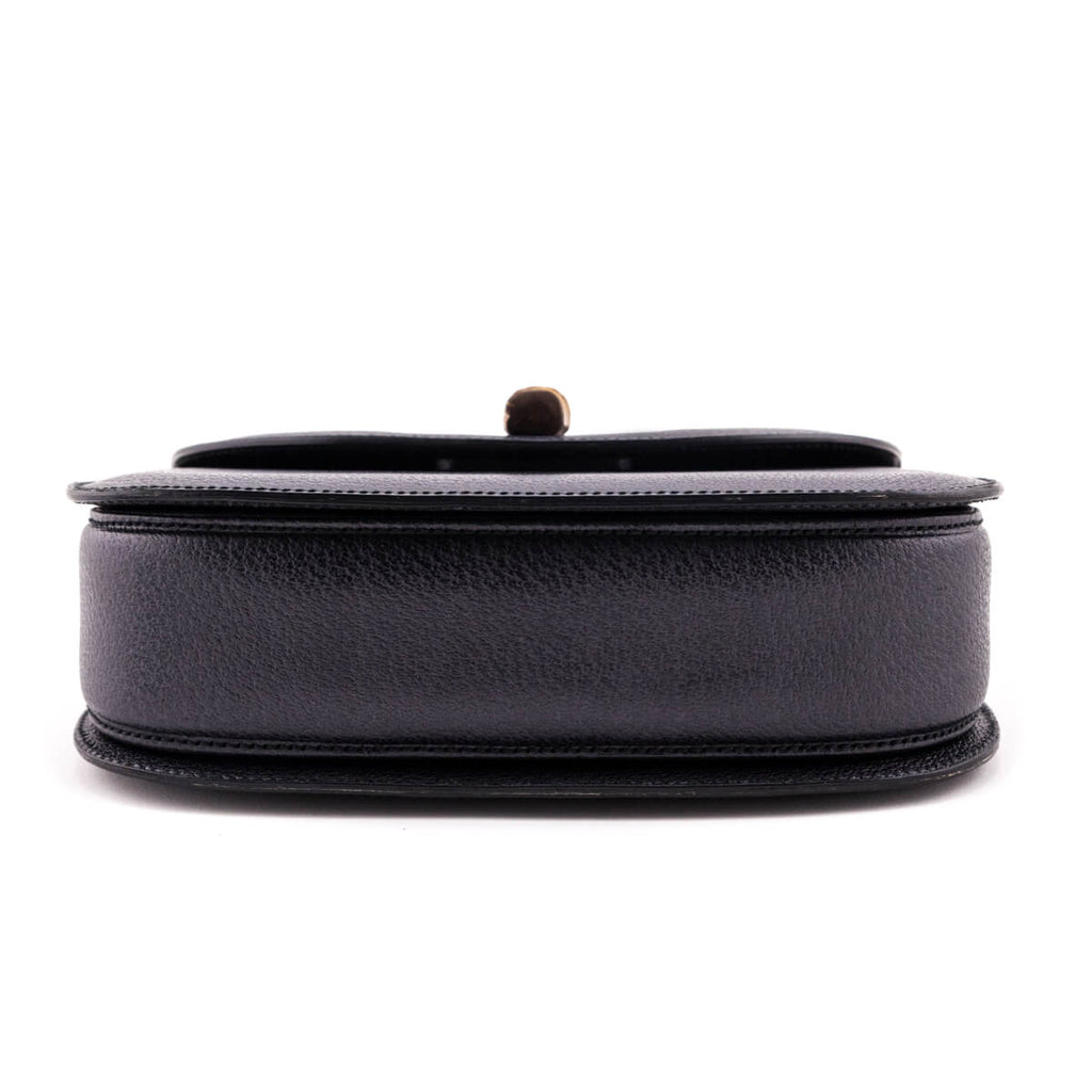 Gucci Gray Grained Calfskin Bamboo Top Handle Bag