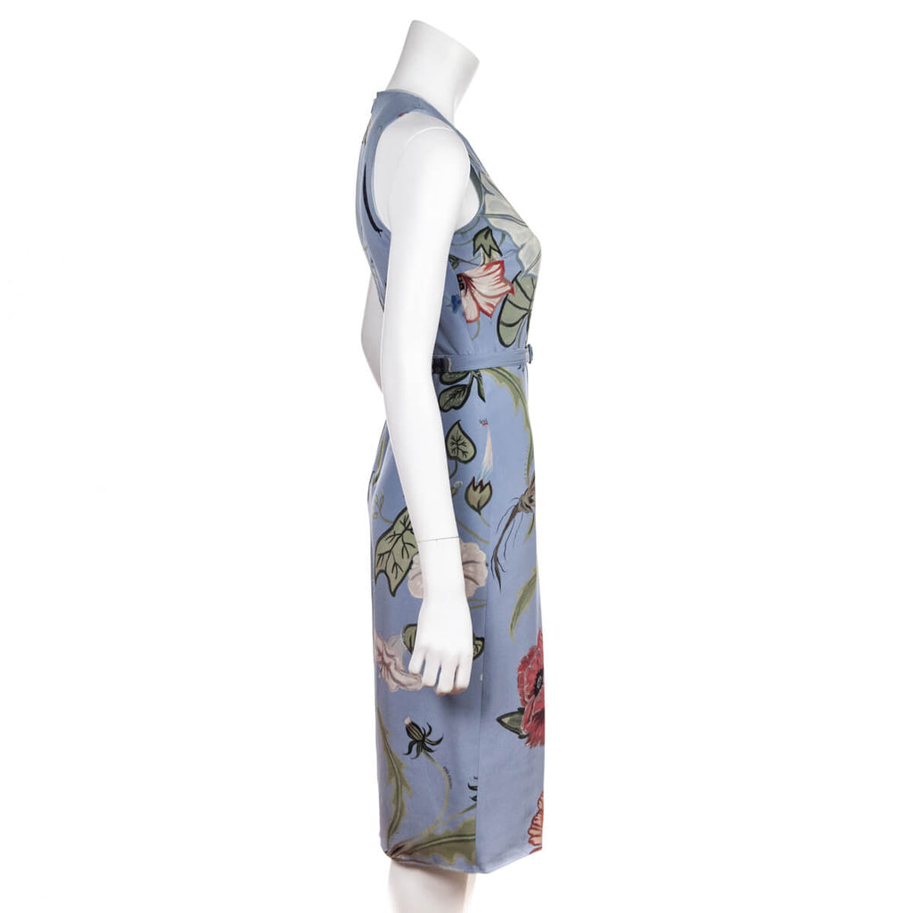 Gucci Pale Blue Floral Silk Kris Knight Dress Size XXS | IT 38