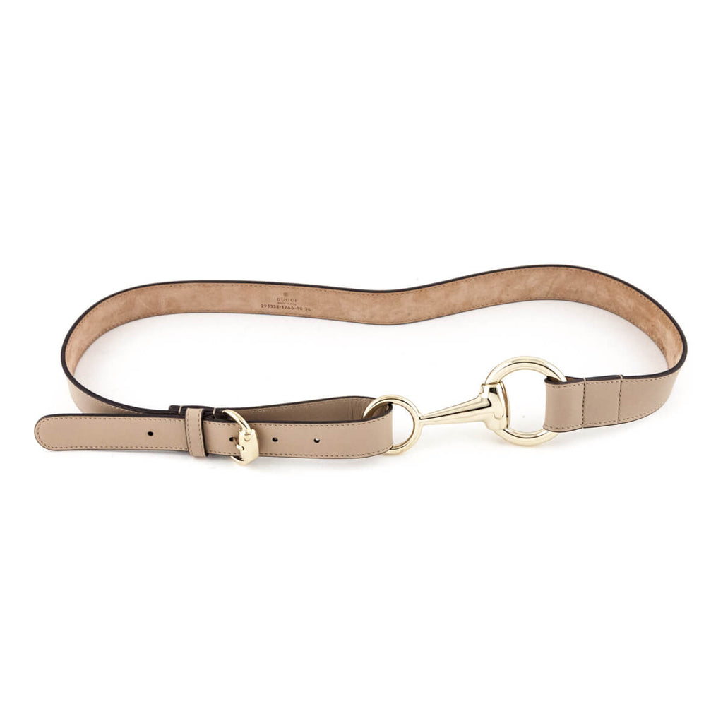 Gucci Taupe Leather Horsebit Belt Size XL