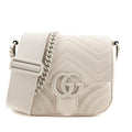 Gucci White Calfskin Matelasse Monochrome GG Marmont Bag
