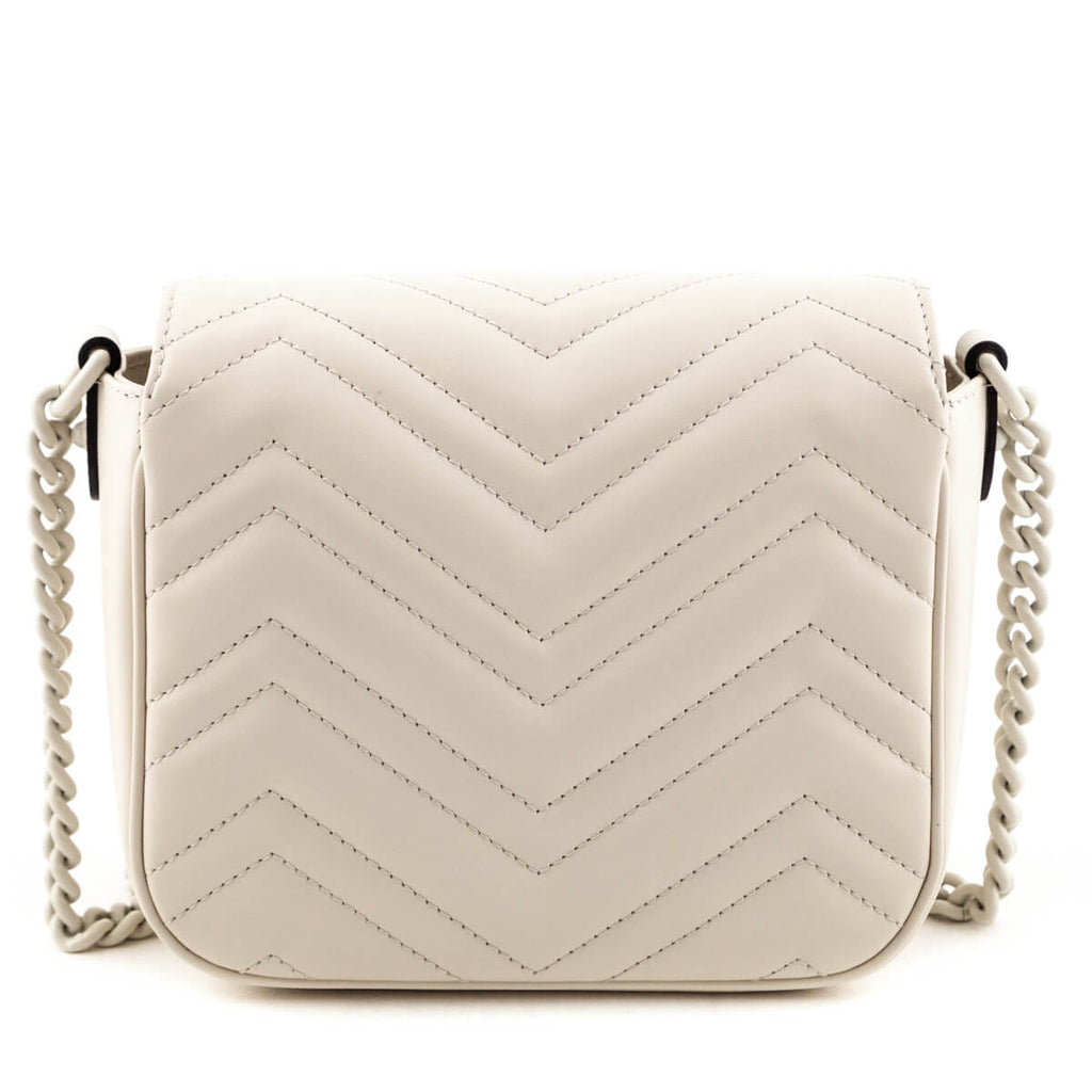 Gucci White Calfskin Matelasse Monochrome GG Marmont Bag
