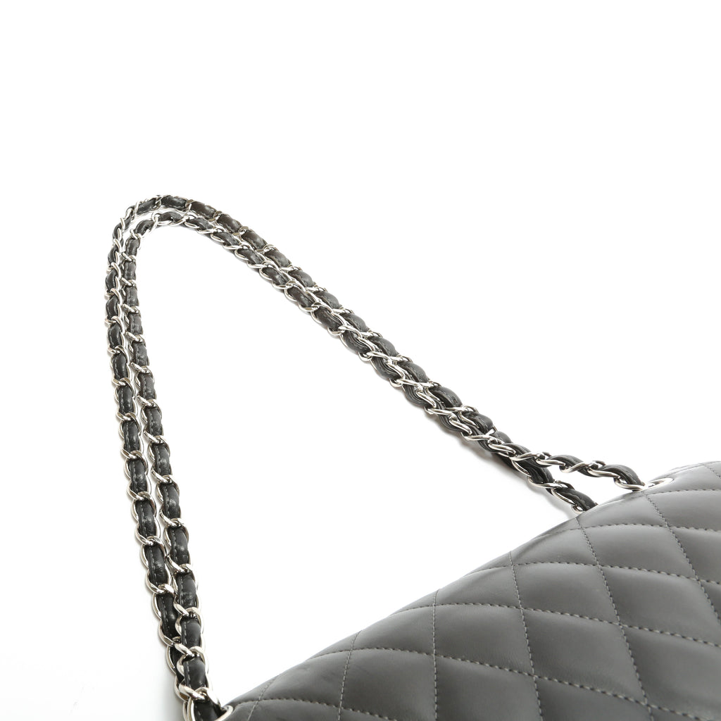 CHANEL Classic Jumbo Double Flap Lambskin- Grey