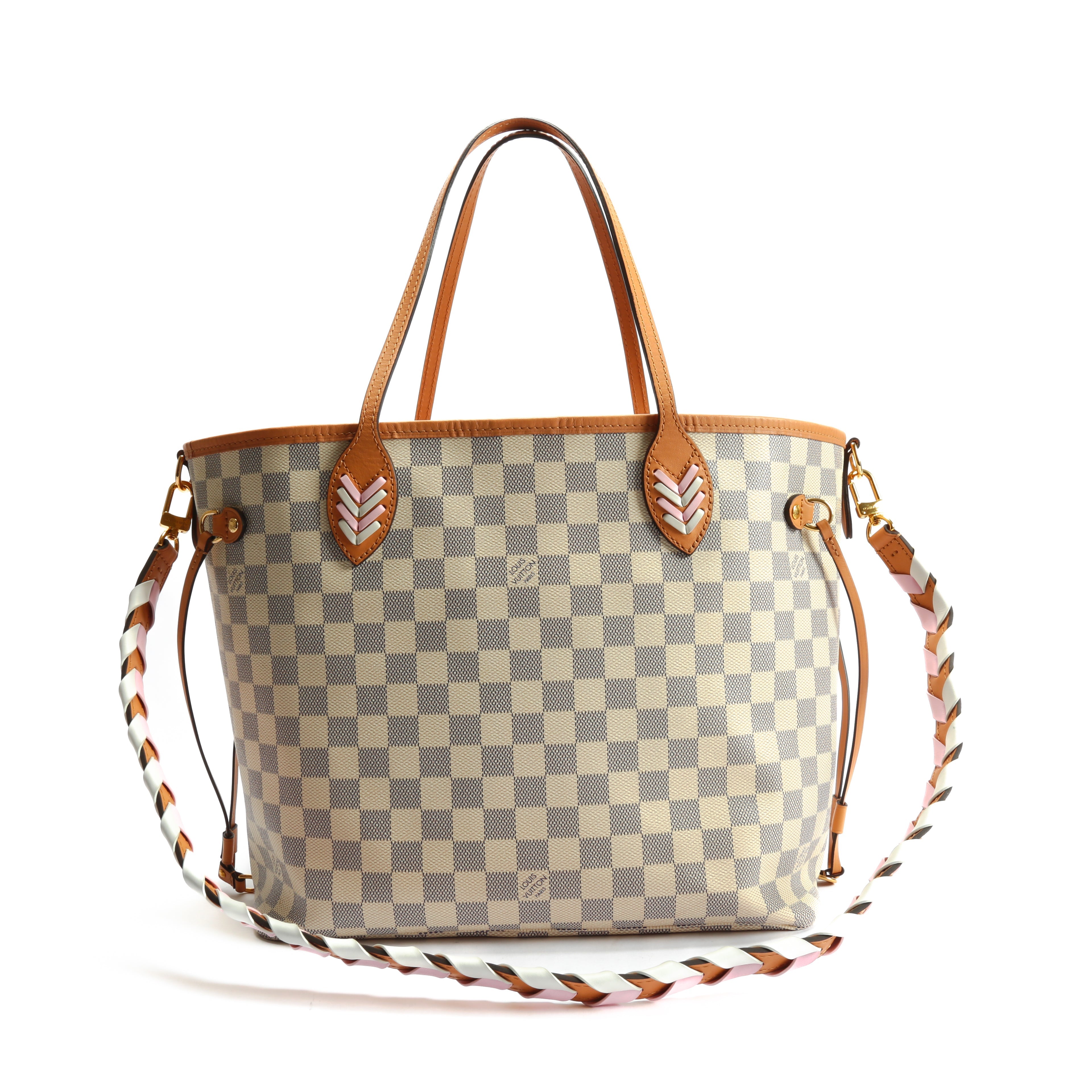 LOUIS VUITTON Neverfull MM Damier Azur Braided w/Pouch
