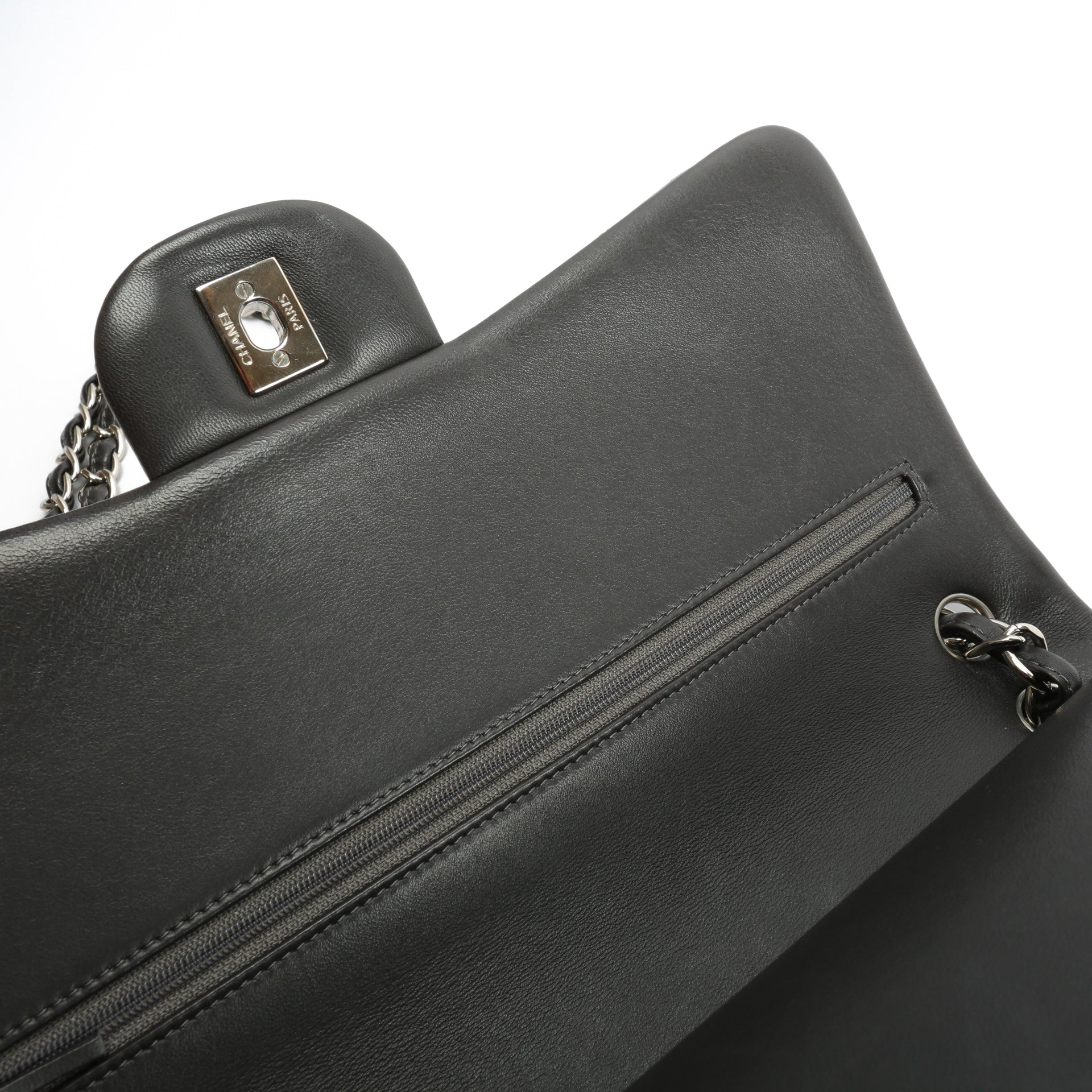 CHANEL Classic Jumbo Double Flap Lambskin- Grey