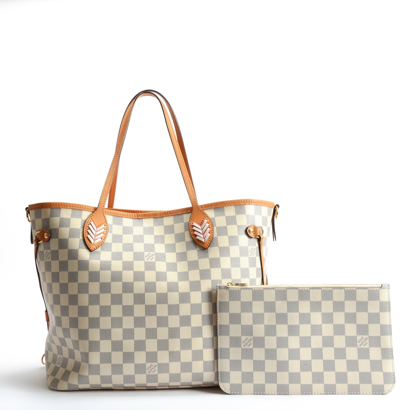 LOUIS VUITTON Neverfull MM Damier Azur Braided w/Pouch