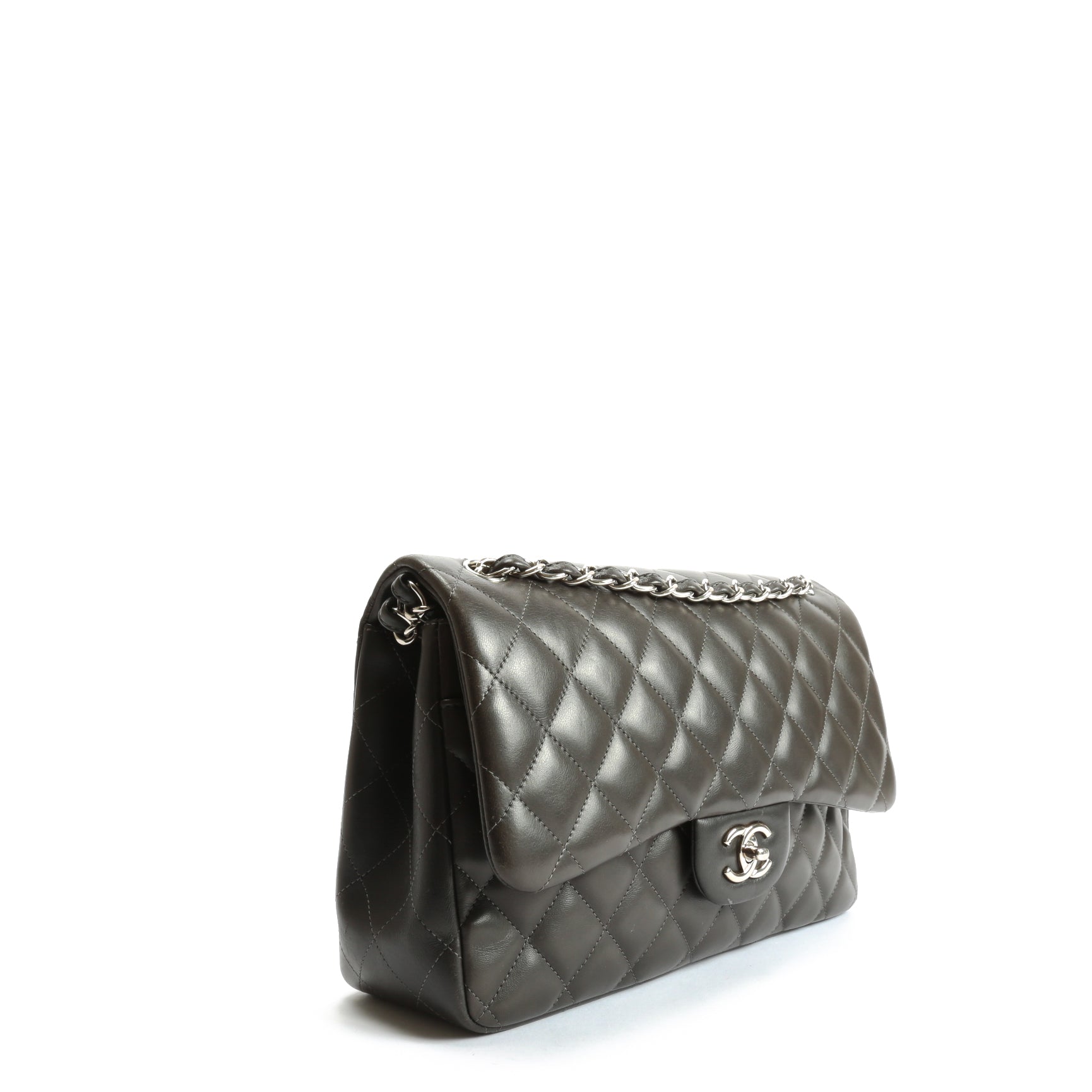 CHANEL Classic Jumbo Double Flap Lambskin- Grey