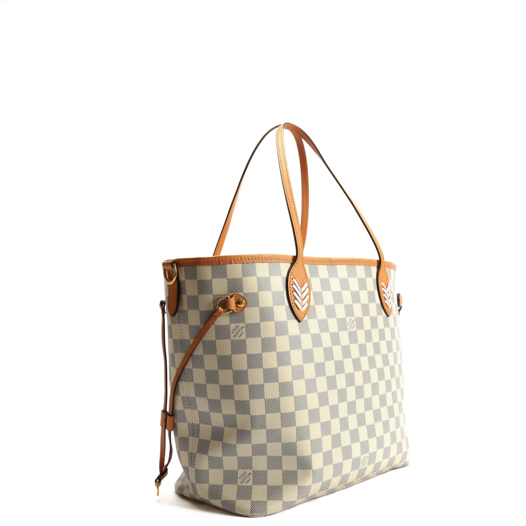 LOUIS VUITTON Neverfull MM Damier Azur Braided w/Pouch