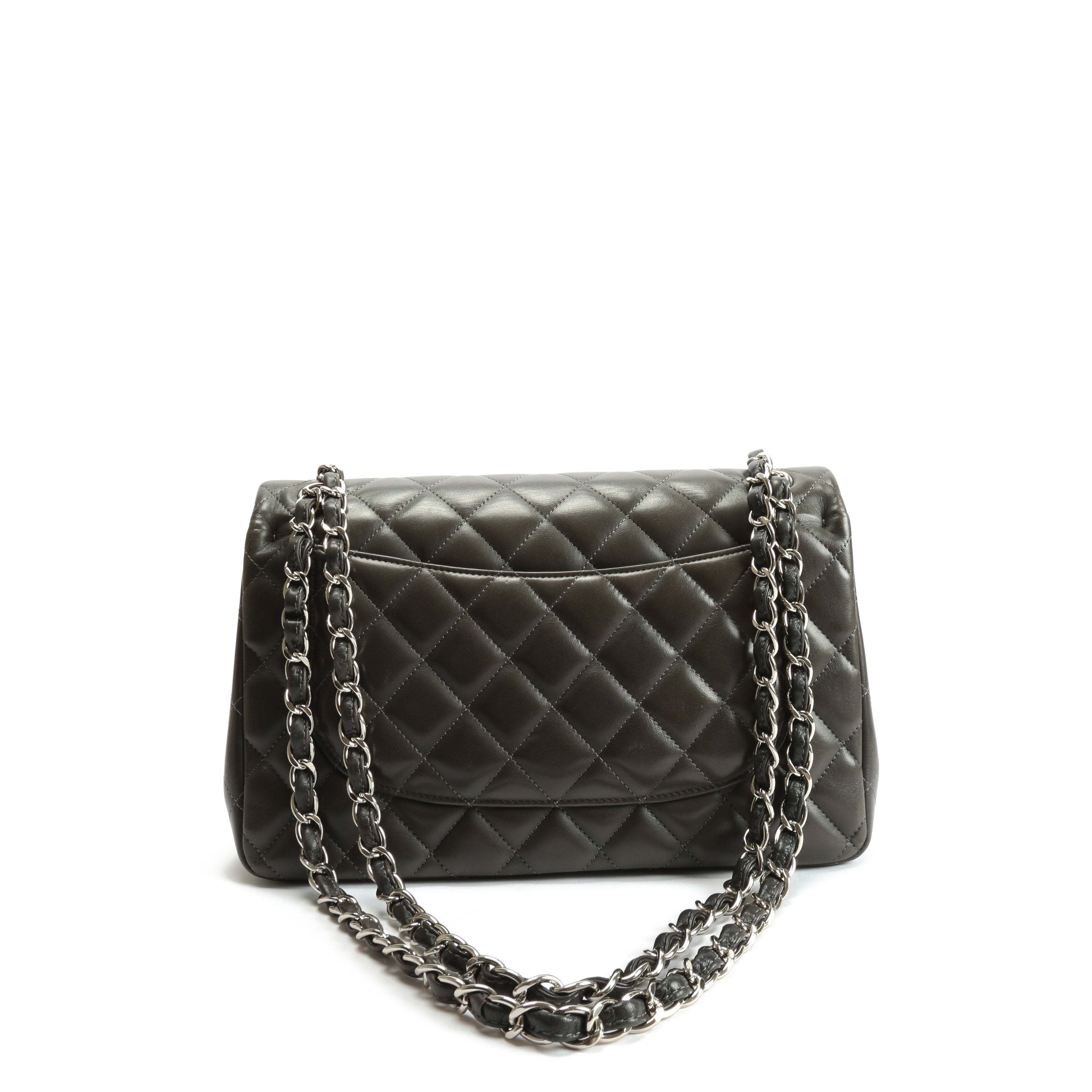 CHANEL Classic Jumbo Double Flap Lambskin- Grey