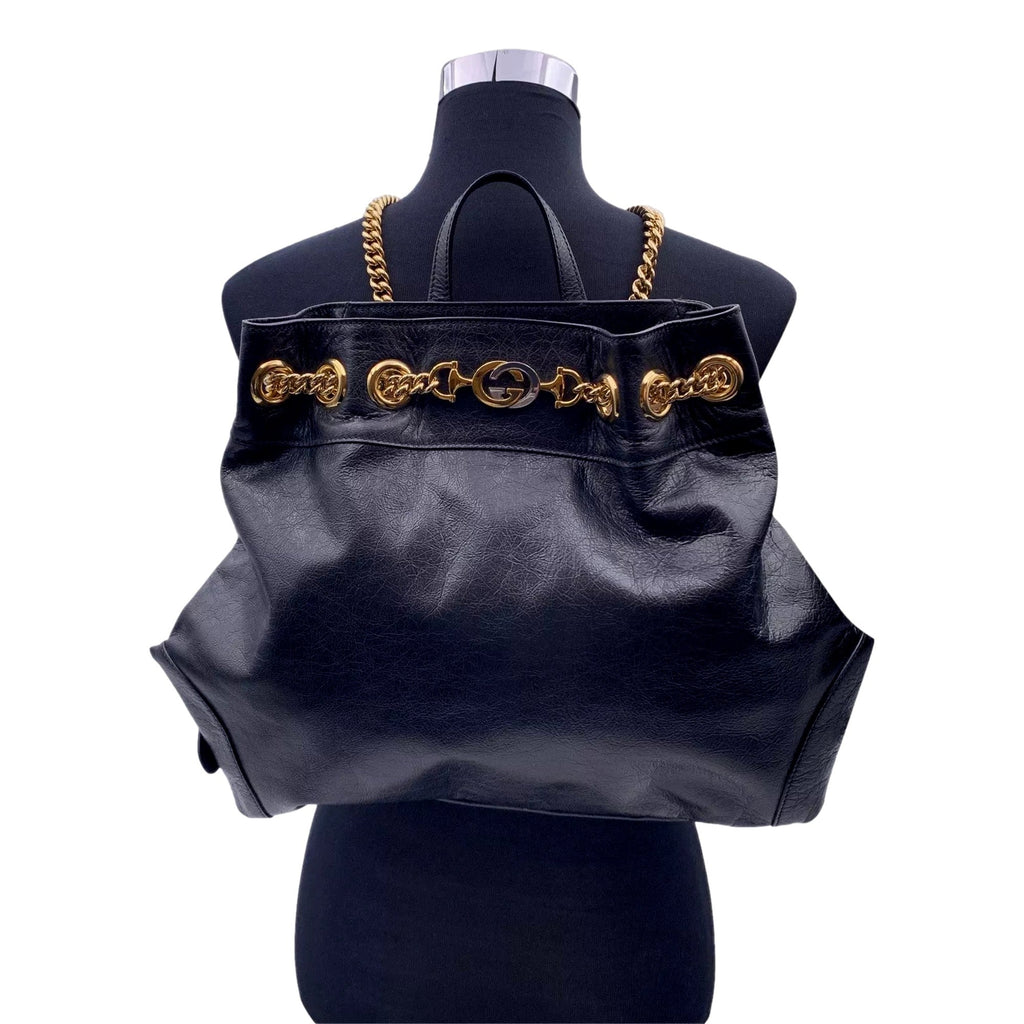 Gucci Black Leather Zumi Backpack Shoulder Backpack