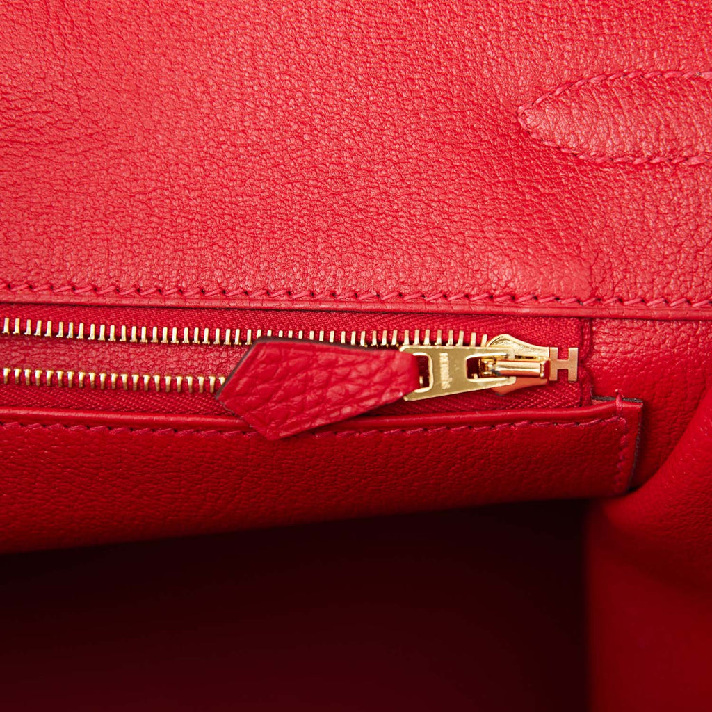 Hermes Birkin 35 Rouge Casaque Togo Gold Hardware