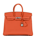 Hermes Birkin 25 Orange Togo Palladium Hardware
