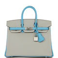 Hermes Special Order (HSS) Birkin 25 Gris Perle and Bleu du Nord ChÃƒÆ’Ã‚Â¨vre Brushed Palladium Hardware