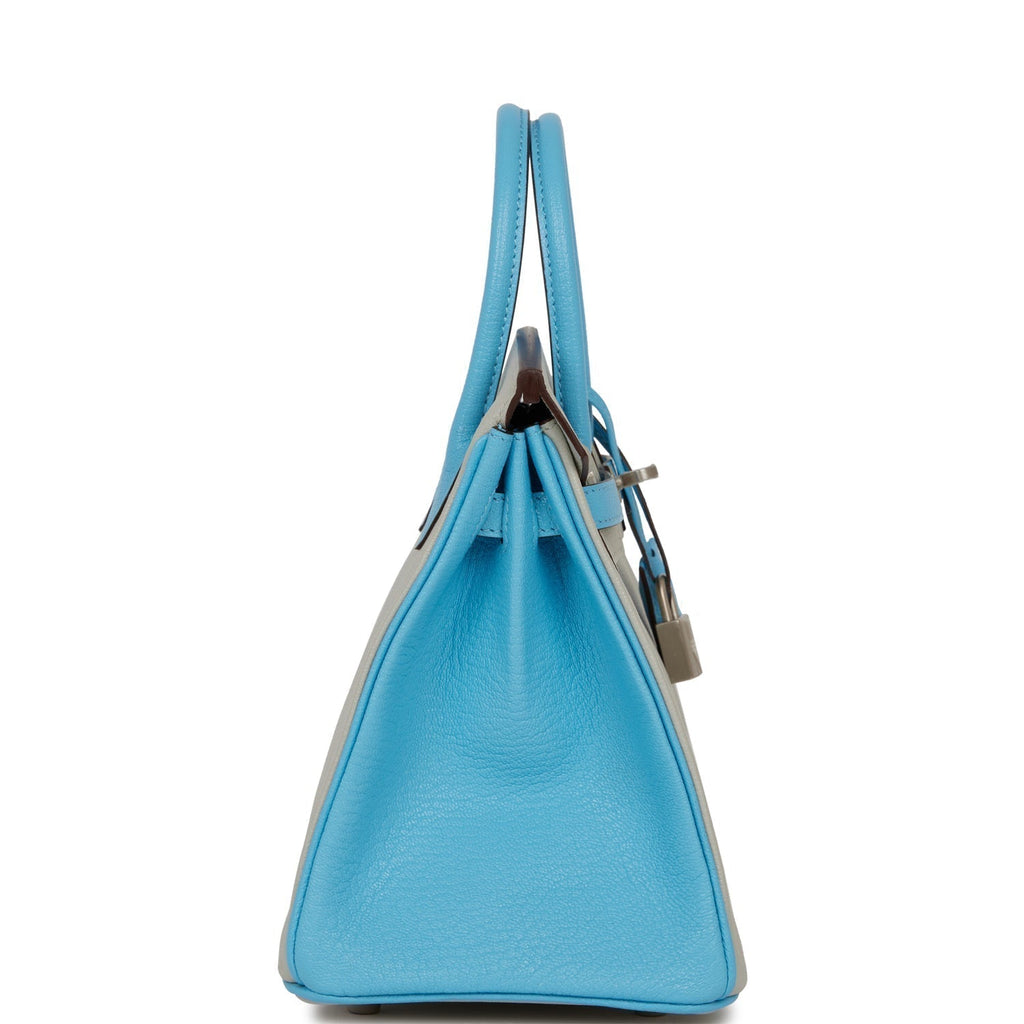 Hermes Special Order (HSS) Birkin 25 Gris Perle and Bleu du Nord ChÃƒÆ’Ã‚Â¨vre Brushed Palladium Hardware