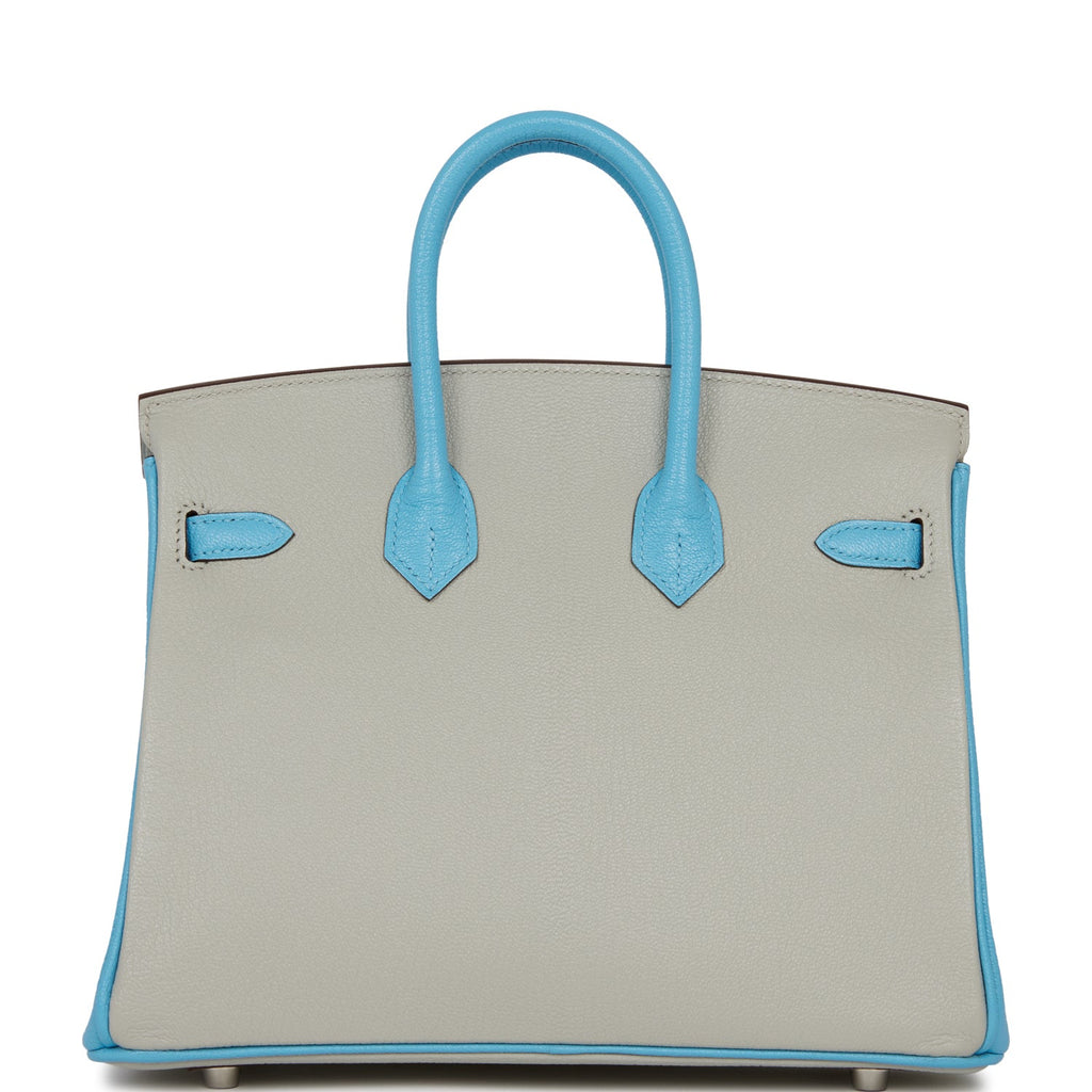 Hermes Special Order (HSS) Birkin 25 Gris Perle and Bleu du Nord ChÃƒÆ’Ã‚Â¨vre Brushed Palladium Hardware