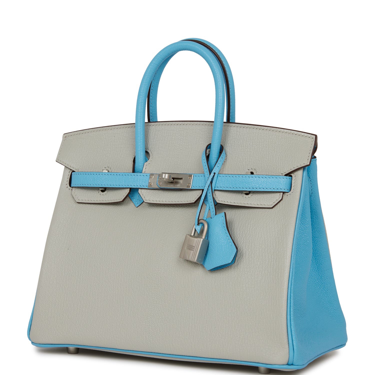 Hermes Special Order (HSS) Birkin 25 Gris Perle and Bleu du Nord ChÃƒÆ’Ã‚Â¨vre Brushed Palladium Hardware