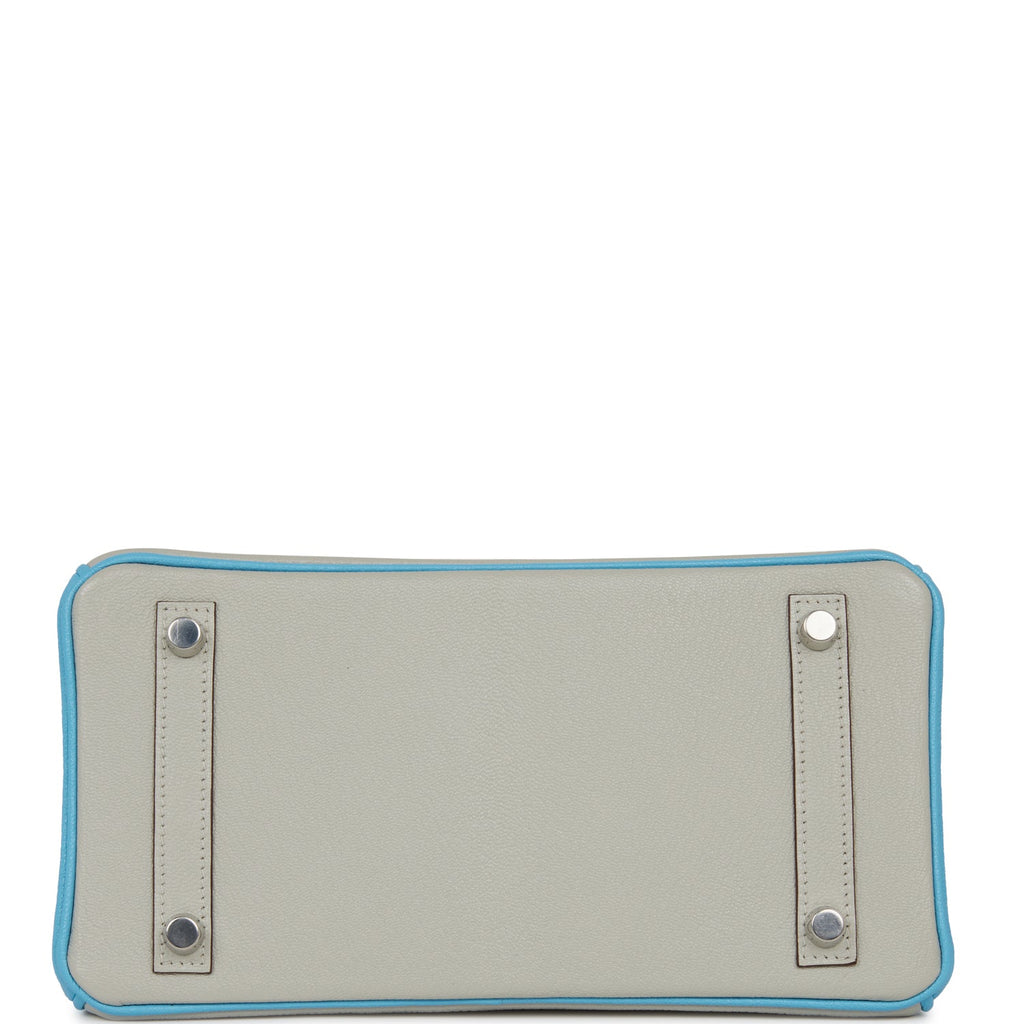 Hermes Special Order (HSS) Birkin 25 Gris Perle and Bleu du Nord ChÃƒÆ’Ã‚Â¨vre Brushed Palladium Hardware