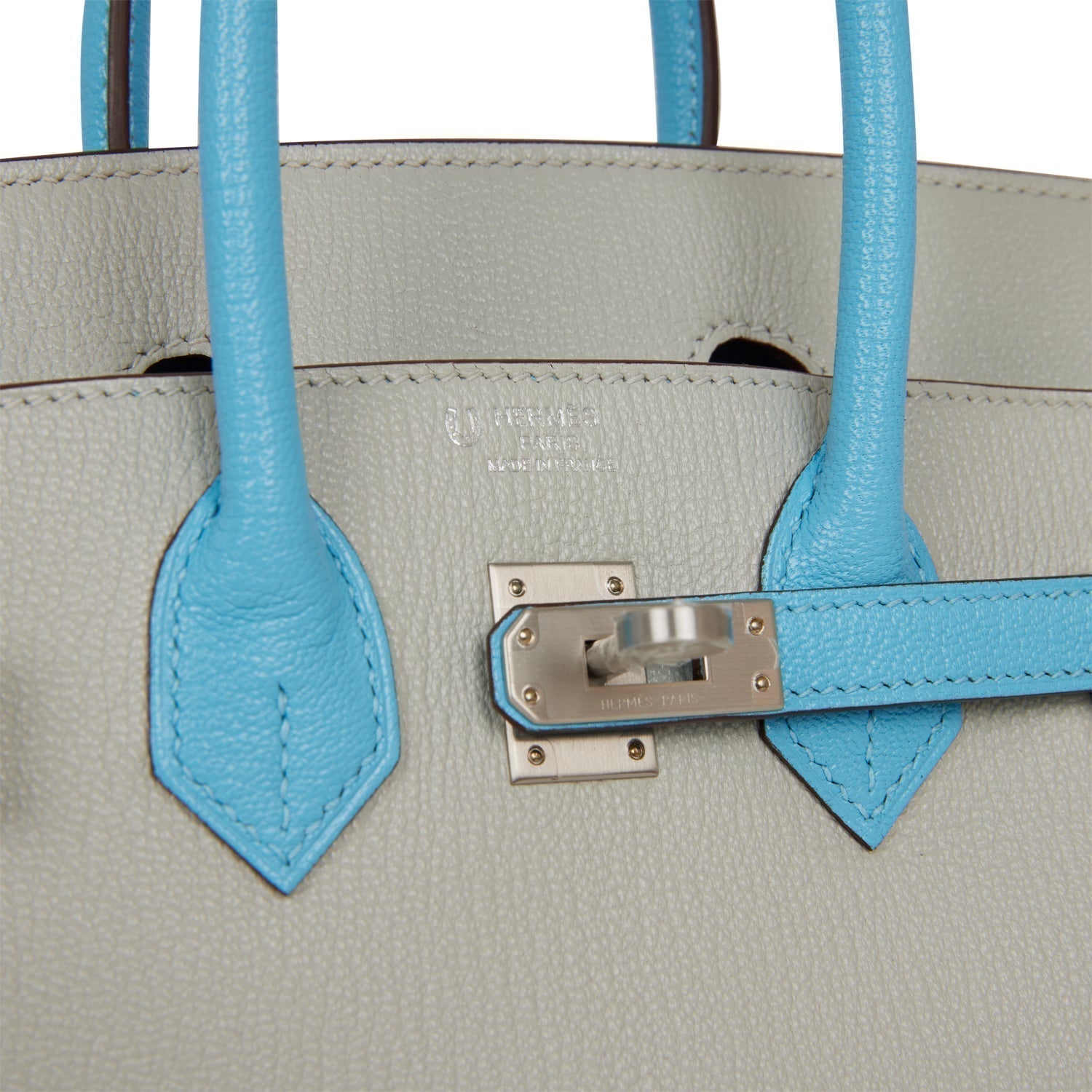 Hermes Special Order (HSS) Birkin 25 Gris Perle and Bleu du Nord ChÃƒÆ’Ã‚Â¨vre Brushed Palladium Hardware